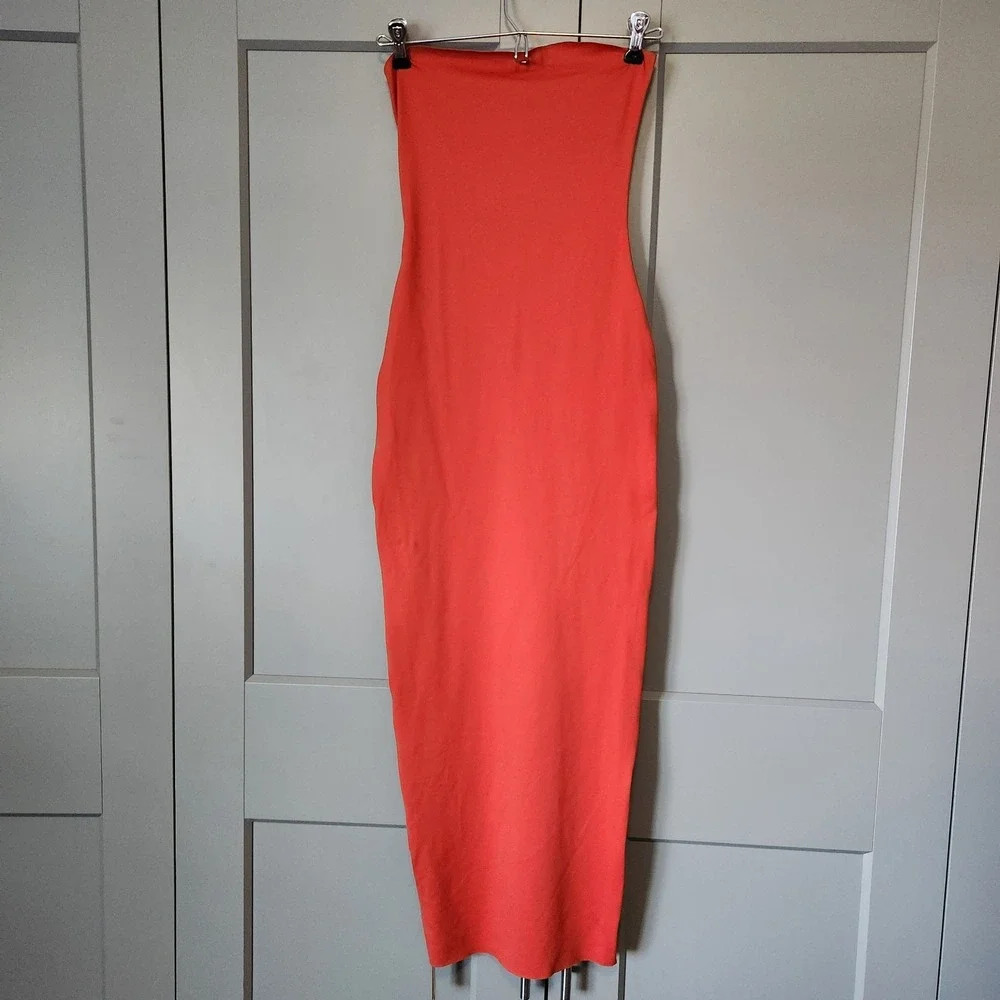 New SKIMS Iconic Classic Swim Convertible Tube Dress Terra Orange Red Size XS